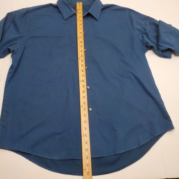 Men’s Van Heusen Navy Blue Long Sleeve Button Down Dress Shirt Size XL 17/17 1/2 - Picture 4 of 10